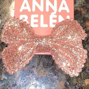 🥳HP👑 rose gold sparkly dazzled girls hair bow accessories glitter clips